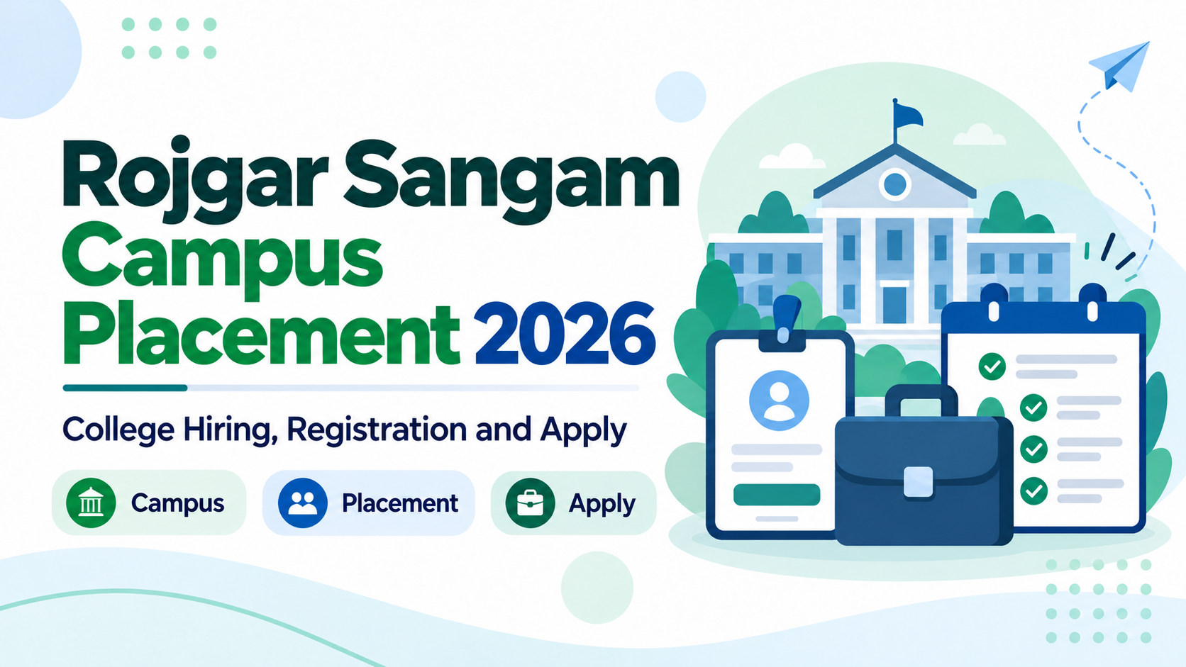 Rojgar Sangam campus placement 2026 banner showing college hiring, placement and application checklist.